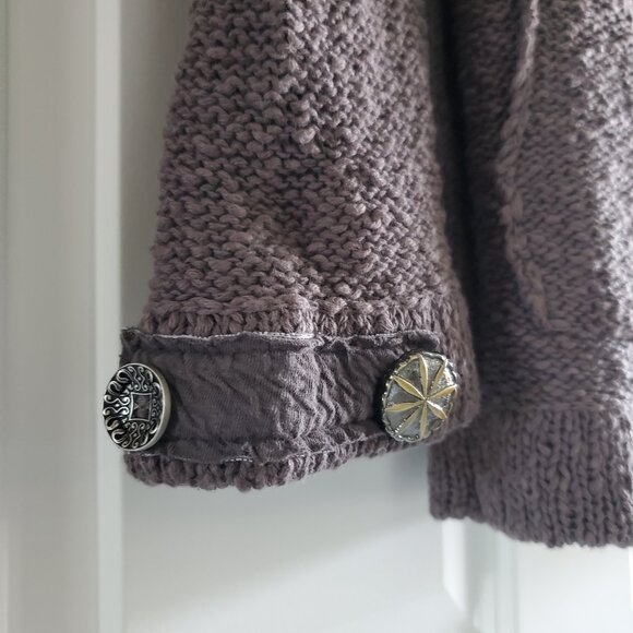 Asymmetrical Cardigan with Unique Button Details Thunder Grey Size Medium - Picture 10 of 14